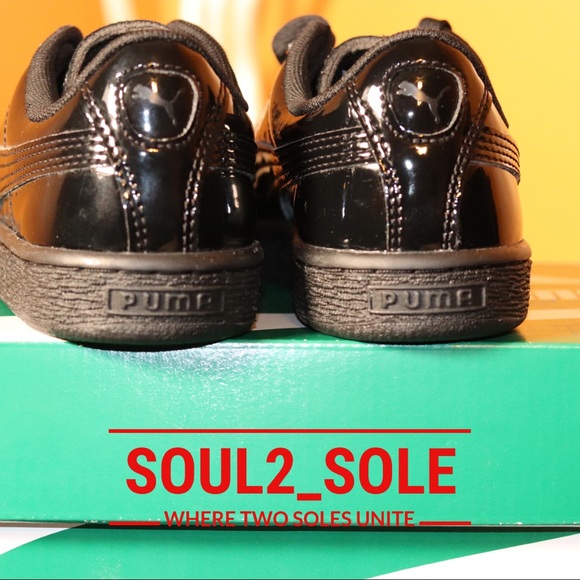 PUMA Black Patent  leather kids sz 2.5   NEW w/box - Picture 4 of 5